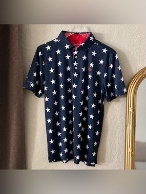 Good Good Golf Men's Patriotic Stars Polo Shirt Size Small